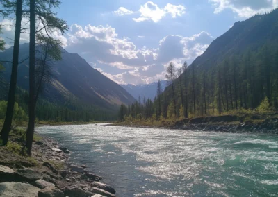 Photograph of a river in Altaï